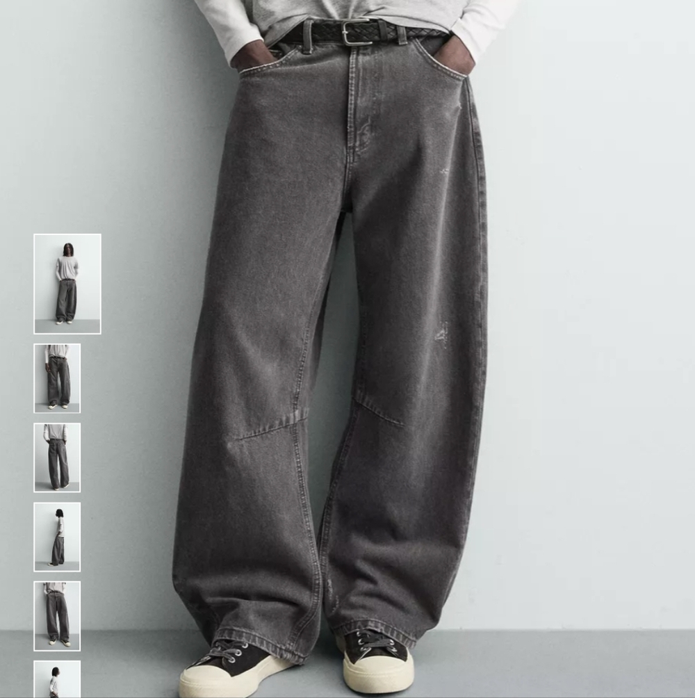Zara Men's Relaxed Fit Charcoal Jeans